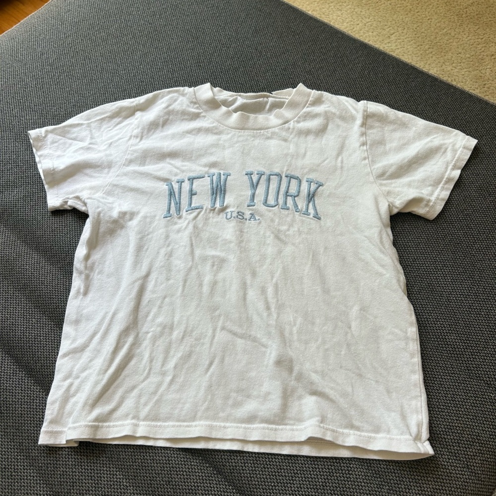 Brandy Melville White Tee with Blue New York Print